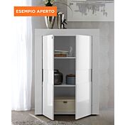 Credenza alta grigio e bianca a 2 ante
