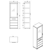 Vetrina stretta 2 ante, finitura Rovere e Grigio grafite