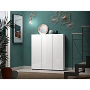 Elegante  Scarpiera 3 ante finitura Bianco Lucido, Made in Italy