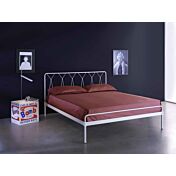 Letto in ferro battuto Dumage, colore bianco confetto, made in Italy