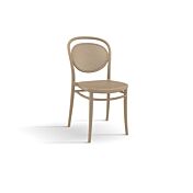 Sedia con seduta e schienale in resina forata, color Tortora