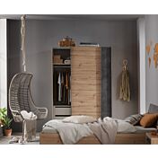 Armadio industry con 2 ante scorrevoli, finitura Rovere e Grigio smoke