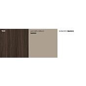 Credenza Moderna, Madia di Design con piedini in vetro, 3 ante, Teak, Bianco e fango