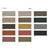 Letto con testata imbottita, finitura Frassino oriente, tessuto Salvia ed ecopelle nero