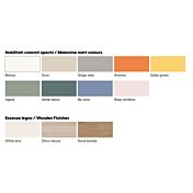 Armadio ad angolo rosa confetto con cassetti e ante battenti