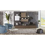 Parete attrezzata moderna, in finitura Noce, frontali in Bianco Seta e Visone