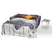 Divano letto moderno a 3 posti con braccioli arrotondati in finitura Grigio chiaro