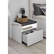 Coppia di comodini finitura Bianco Opaco e Ossido, guide ammortizzate