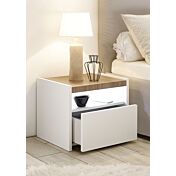 Camere matrimoniale Bianca Opaco e Noce Stelvio con letto ecopelle bianco