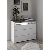 Camere matrimoniale Bianca Opaco e Beton con letto contenitore e armadio H.248