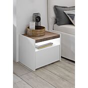 Coppia di comodini finitura Bianco Opaco e Noce Dark, guide ammortizzate