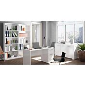 Scrivania di design, bianco opaco completa di 3 cassetti