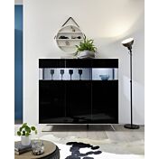 Madia alta 3 ante, nera lucida con piedino in ferro