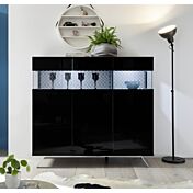 Madia alta 3 ante, nera lucida con piedino in ferro