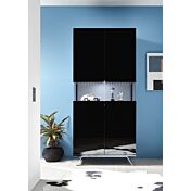 Vetrina 2 ante, nera lucida con piedino in ferro