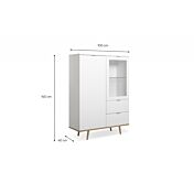 Vetrina a 2 ante e 2 cassetti con gambe in quercia