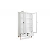 Vetrina in stile nordico con 2 ante e 2 cassetti in finitura Bianco e Quercia