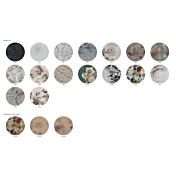 Tavolo tondo con piano in grafica e struttura in metallo antracite 