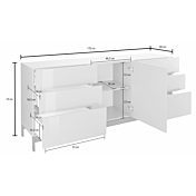 Madia moderna, 6 cassetti 1 anta in finitura antracite lucido