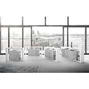 Madia scontata a 3 ante, finitura Bianco lucido e cemento, Made in Italy