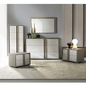 Set zona notte completo, finitura Calce e Grigio londra