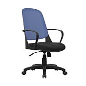 Poltrona operativa da ufficio Nera con schienale Blu