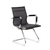 Poltrona da attesa con slitta e braccioli in rete nera