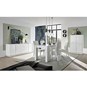 Soggiorno moderno composto da 2 madie e un tavolo in finitura bianco lucido 