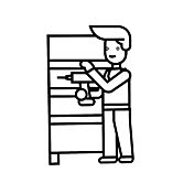 Armadio H.195 con 4 ante battenti e libreria centrale in Olmo, Arancio e Lime LACCATI
