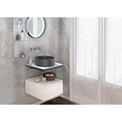 Mobile bagno con top in gres, 1 cassetto, finitura Bianco opaco e Calacatta