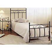 Letto Dolar, in tubolare di ferro, singolo, color grafite, made in Italy