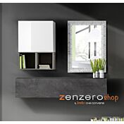 Mobile da ingresso completo con specchio, finitura, Bianco Lucido, Ossido, Beton e Argento