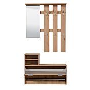 Mobili ingresso con scarpiera, specchiera e appendiabiti, Rovere, scontato