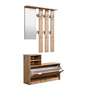 Mobili ingresso con scarpiera, specchiera e appendiabiti, Rovere, scontato