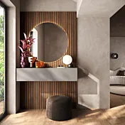 Ingresso con specchio, pensile e boiserie cannettata, Mercure e Ardesia