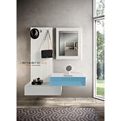 Ingresso moderno Awasis in finitura Frassinato bianco, Grigio opaco e Azzurro vetro