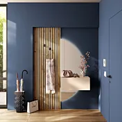 Ingresso moderno con boiserie, specchiera mezza luna Moon, ribalta, Cashmere e Cadiz cannettato