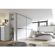 Camere matrimoniale Bianca Opaco e Noce Dark con letto ecopelle bianco e armadio H.248