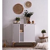 Madia Oslo con 2 ante in finitura bianco e oro