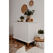 Madia Oslo con 2 ante in finitura bianco e oro
