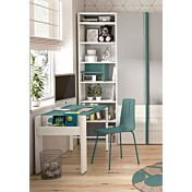 Scrivania RIV con portariviste, finitura Larice bianco e Verde salvia