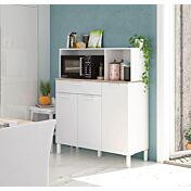 Mobile multiuso, 3 ante, 1 cassetto e 1 ripiano bianco artik e rovere canadian