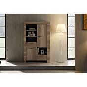 Madia contenitore 2 ante e 2 cassetti stile shabby chic, noce