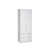 Armadio di design multiuso a 2 ante battenti e 2 cassetti, finitura bianca