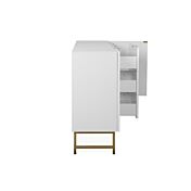 Madia 2 ante e 3 cassetti, bianco opaco con dettagli dorati