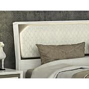 Letto matrimoniale contenitore con testiera olmo bianco e ecopelle bianca, made in Italy