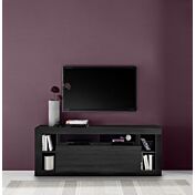 Moderno Porta TV con 1 anta ribalta, colore Nero frassinato