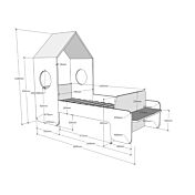 Lettino singolo bambini, design casetta, bianco