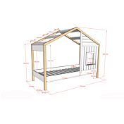 Lettino montessoriano a casetta per bambini, Bianco e Rovere naturale