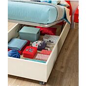 Lettino Alain contenitore con ruote Moretti Compact, Bianco e Ciliegia